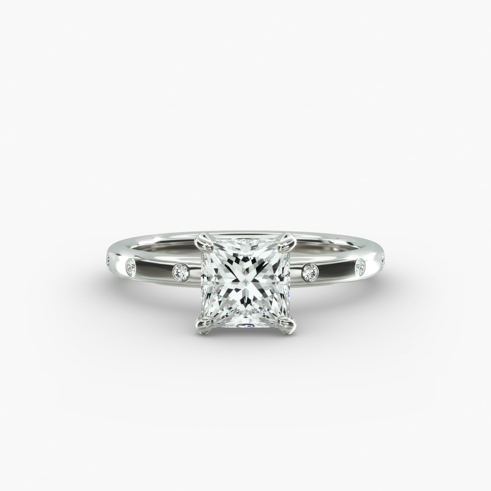 Sleek Accent Diamond Pavé Engagement Ring In 14K White Gold