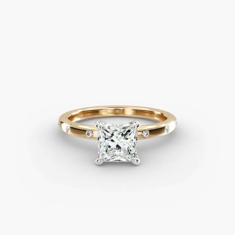 Sleek Accent Diamond Pavé Engagement Ring In 14K Yellow Gold