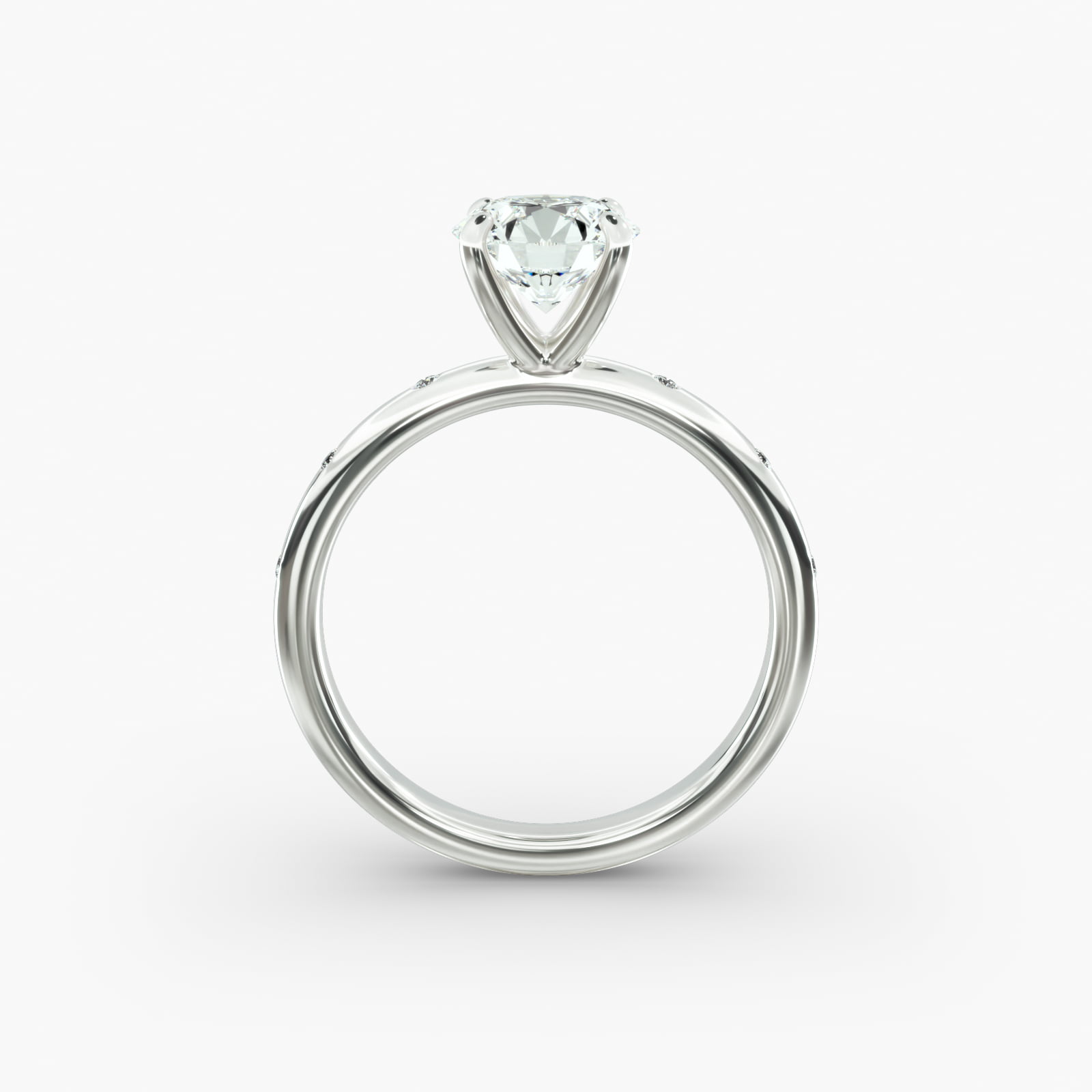 Sleek Accent Diamond Pavé Engagement Ring In 14K White Gold