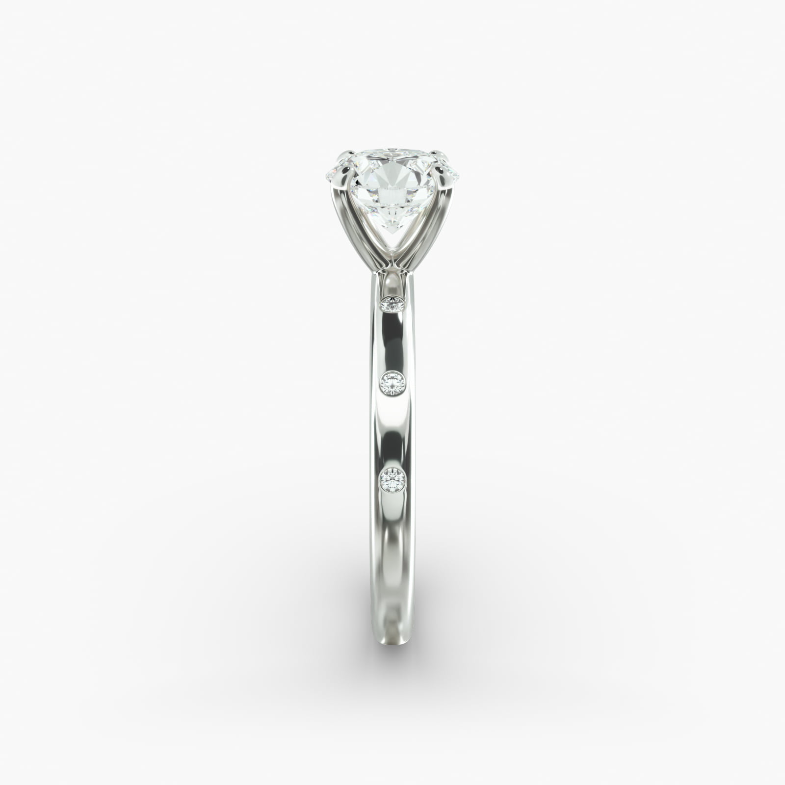 Sleek Accent Diamond Pavé Engagement Ring In 14K White Gold