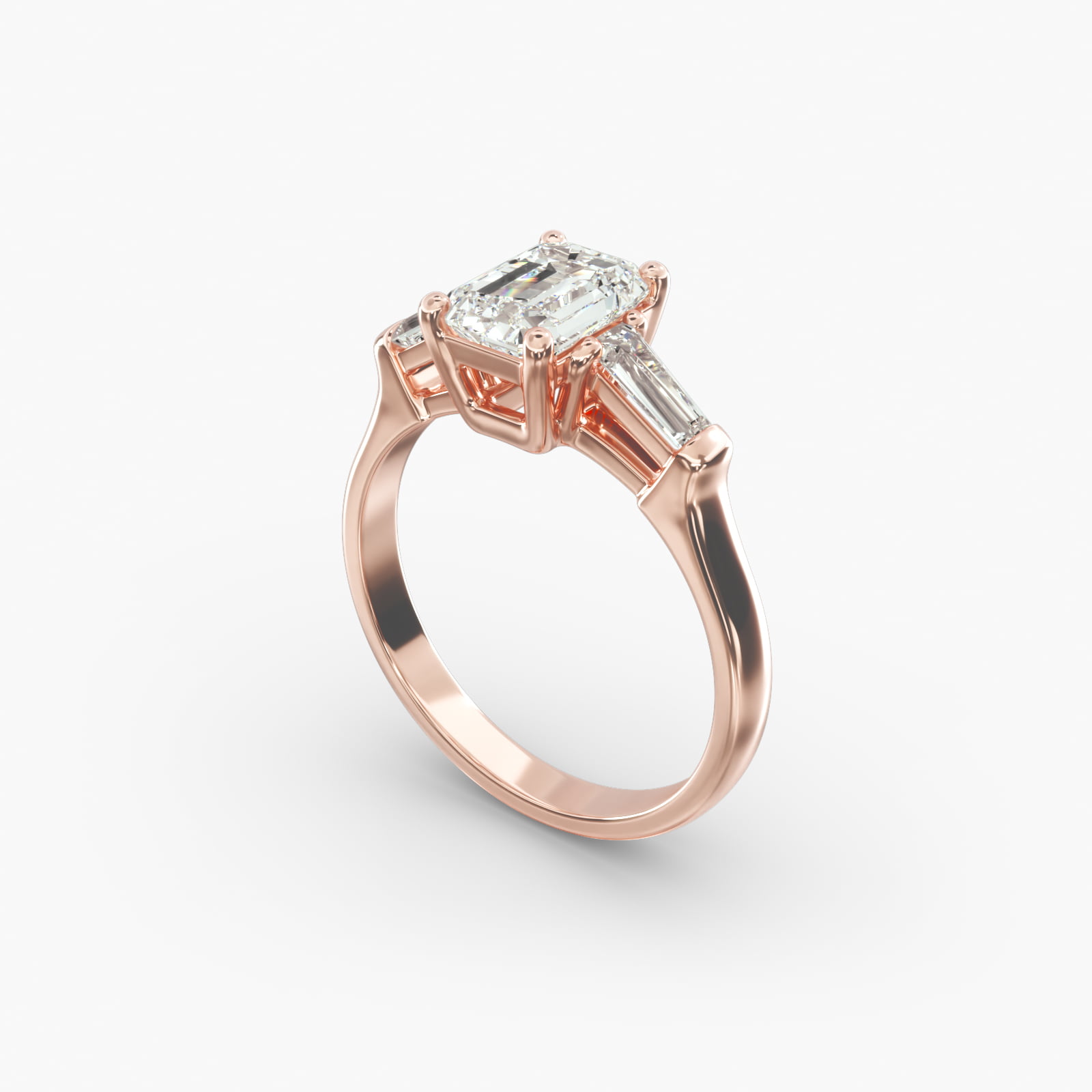 Three Stone James Allen Blue Sapphire Step-Cut Emerald Three Stone