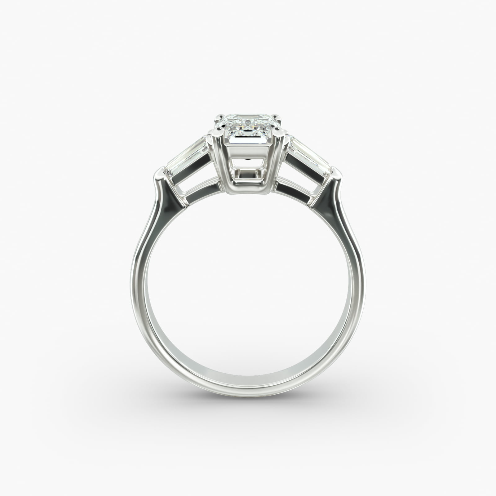 Tapered Baguette Cut Diamond Three Stone Engagement Ring In 14K White Gold