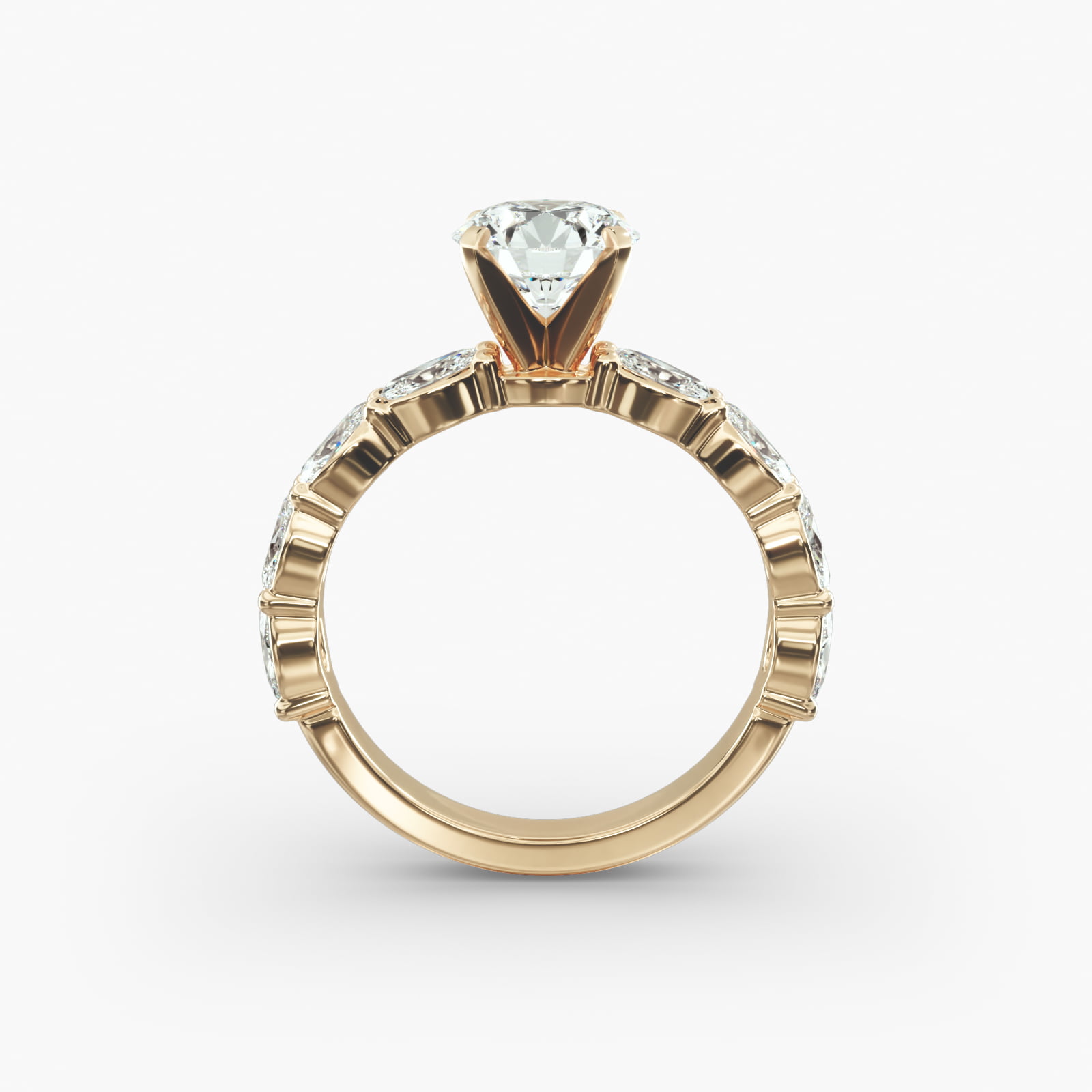 East West Oval Cut Side Stone Diamond Engagement Ring In 18K Yellow Gold