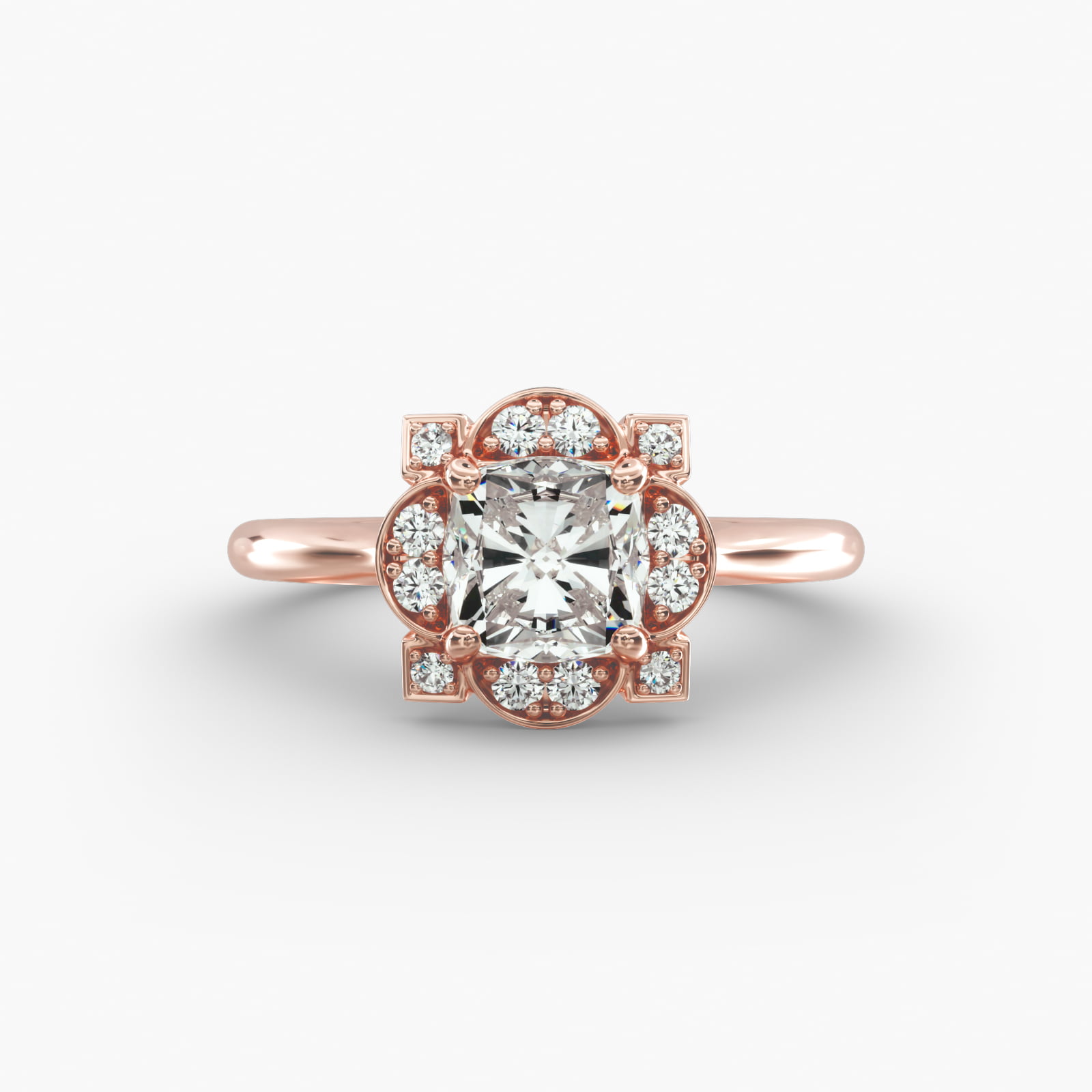 Art Deco Inspired Frame Vintage-Style Engagement Ring In 14K Rose Gold