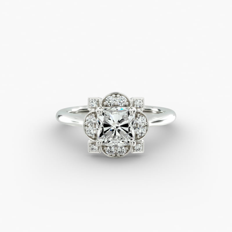 Art Deco Inspired Frame Vintage-Style Engagement Ring In Platinum