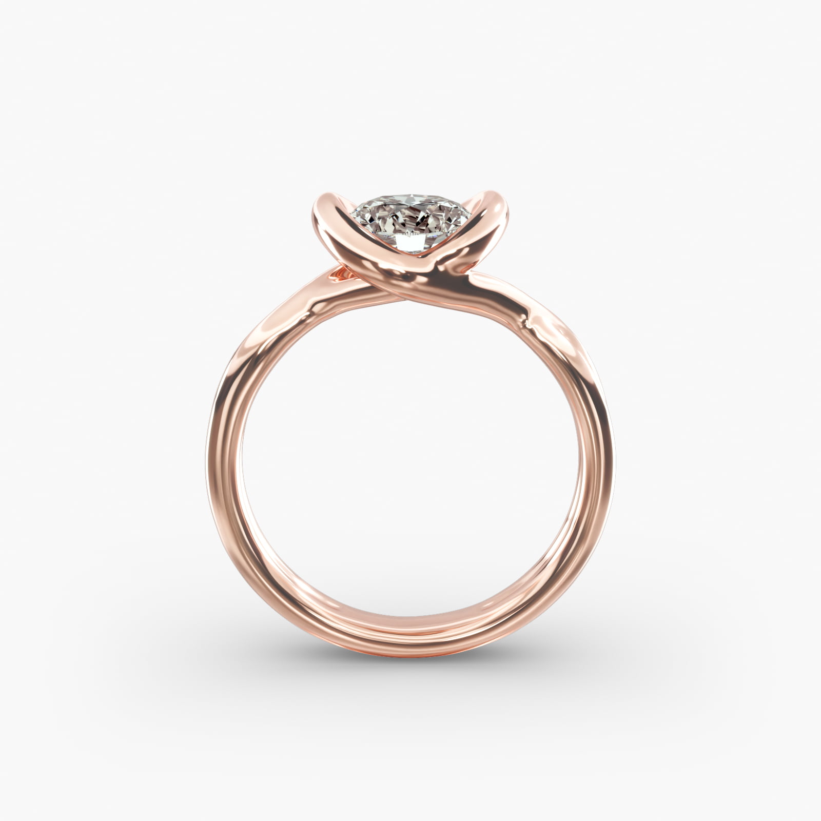 Half Bezel Knot Solitaire Engagement Ring In 14K Rose Gold