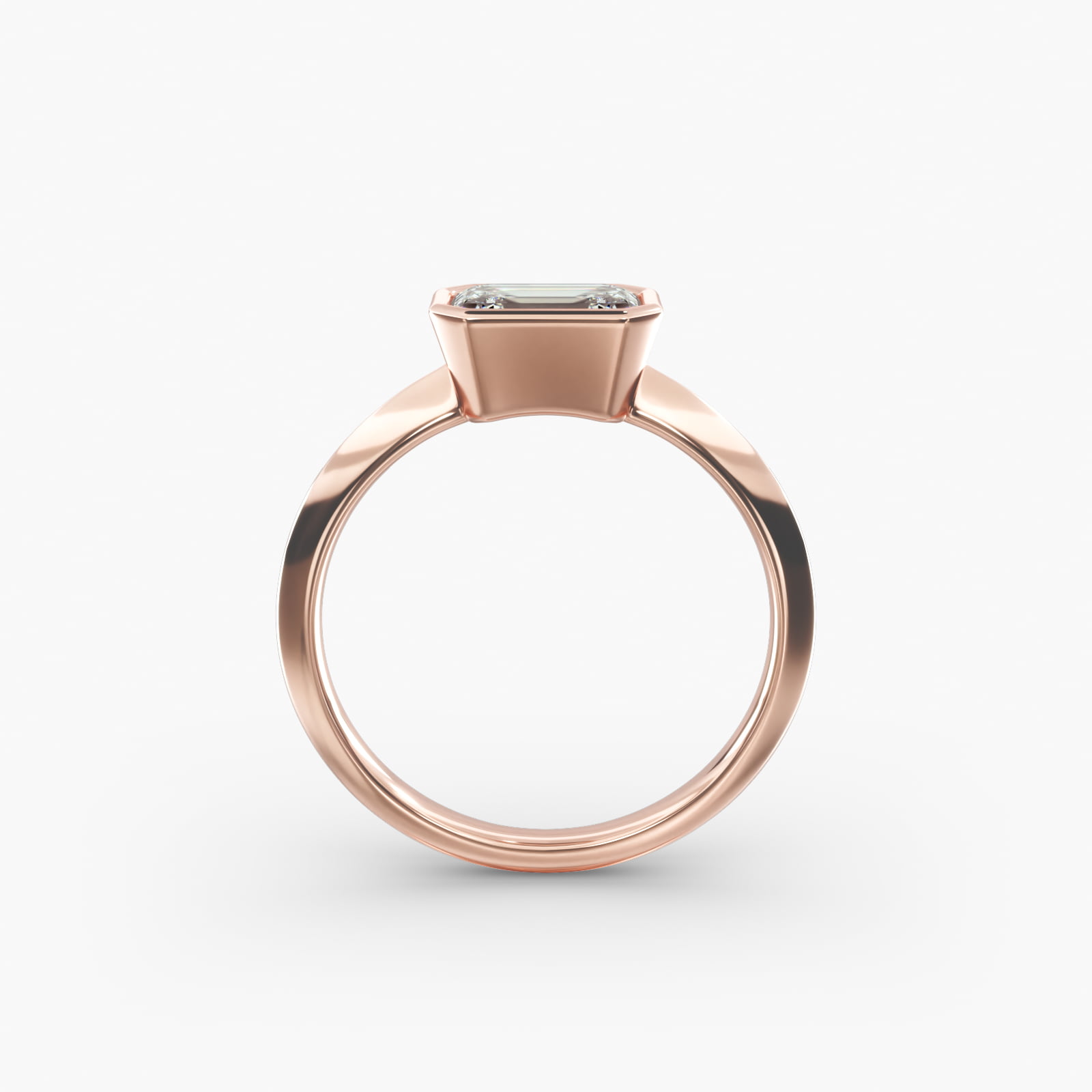 East West Knife Edge Bezel Solitaire Engagement Ring In 14K Rose Gold