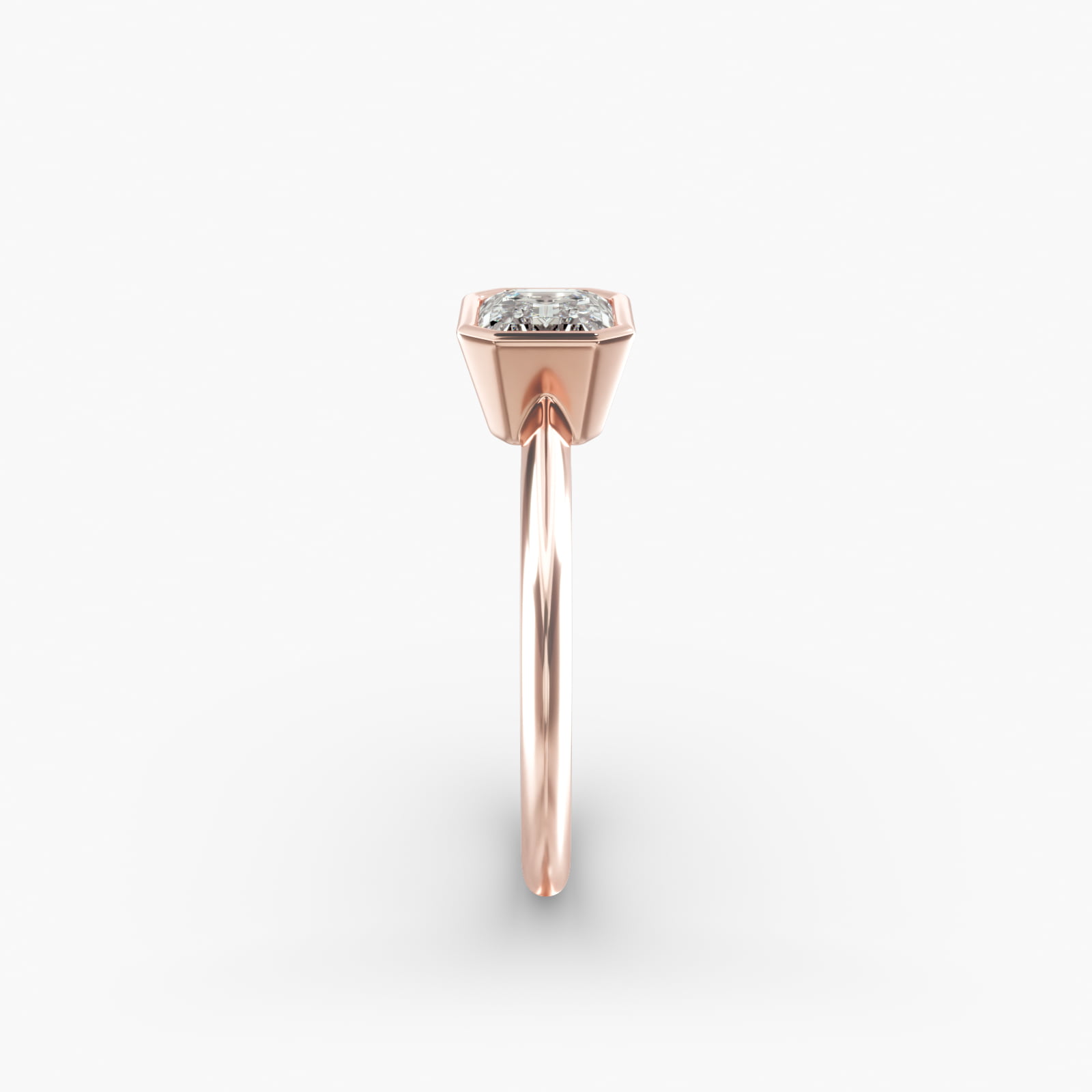 East West Knife Edge Bezel Solitaire Engagement Ring In 14K Rose Gold