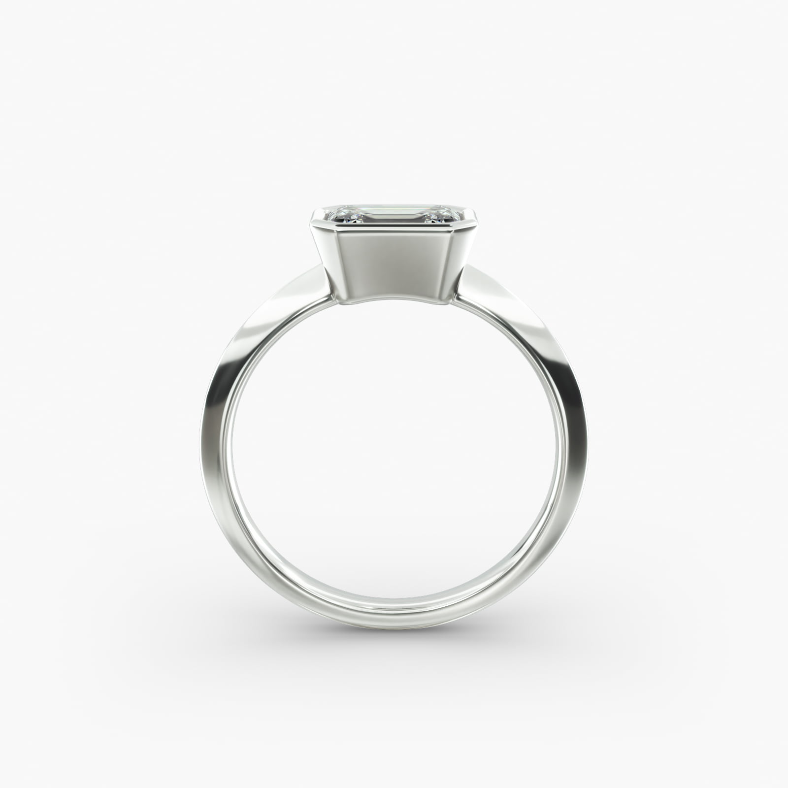 East West Knife Edge Bezel Solitaire Engagement Ring In 14K White Gold