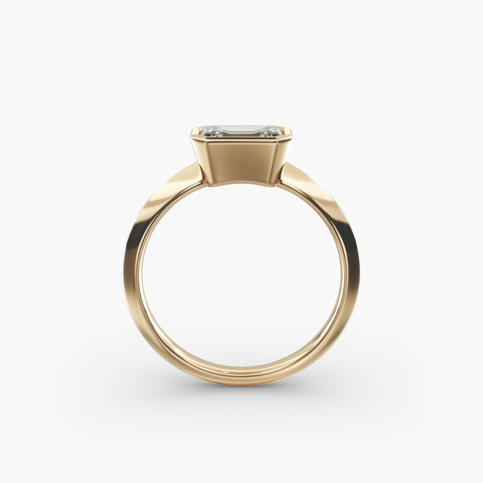 East West Knife Edge Bezel Solitaire Engagement Ring In 14K Yellow Gold