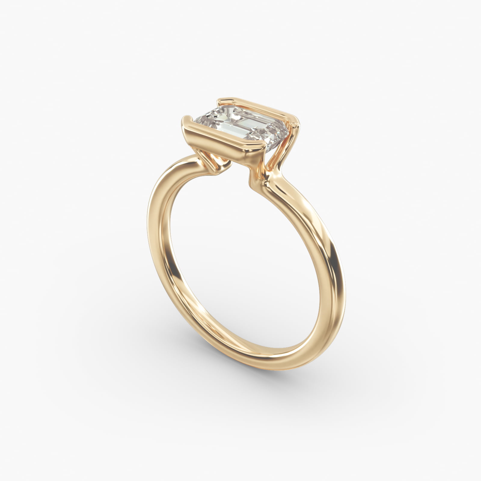 James Allen Gold Ring Emerald Cut Diamond Three Stone Emerald