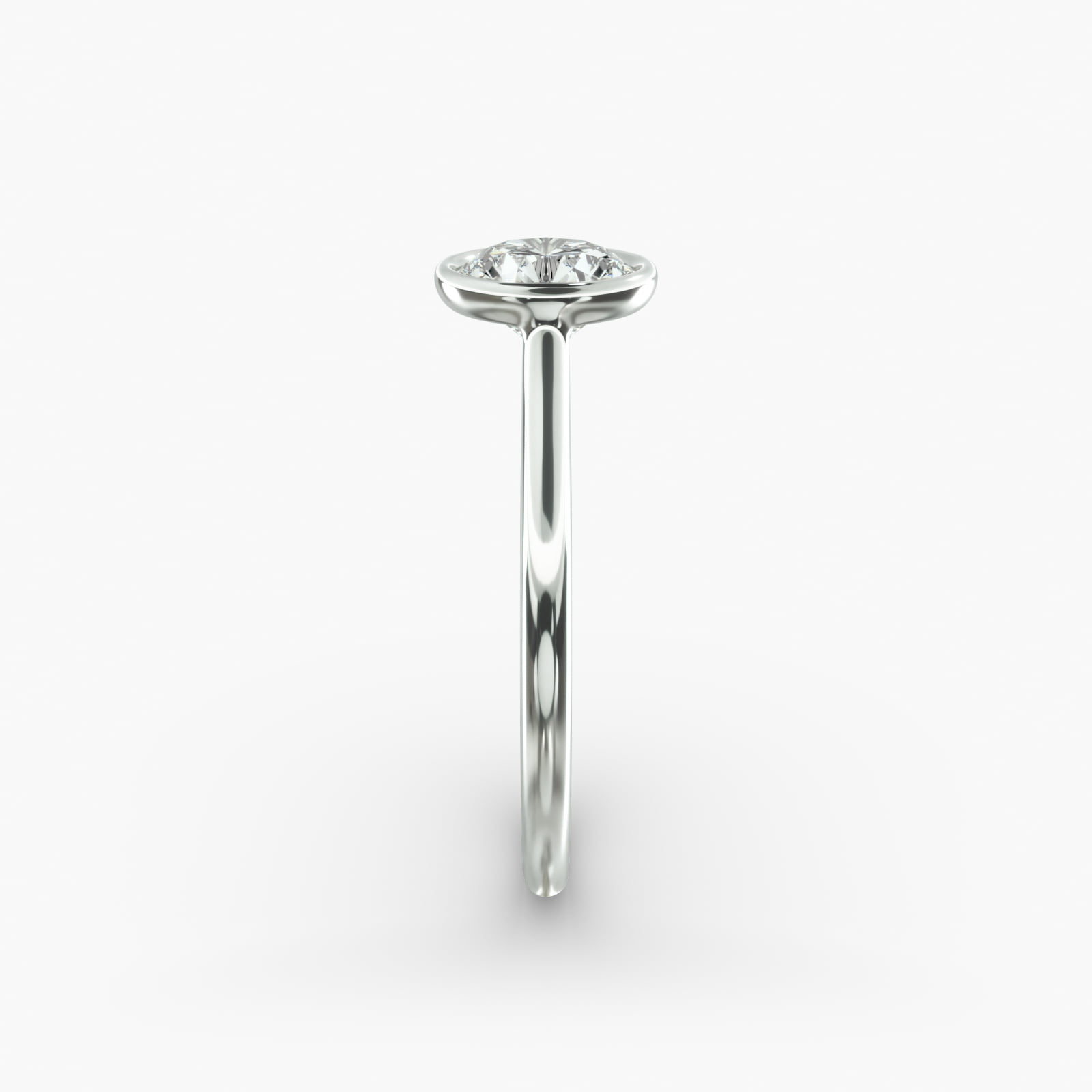 Comfort Fit Bezel Set Solitaire Engagement Ring In 14K White Gold