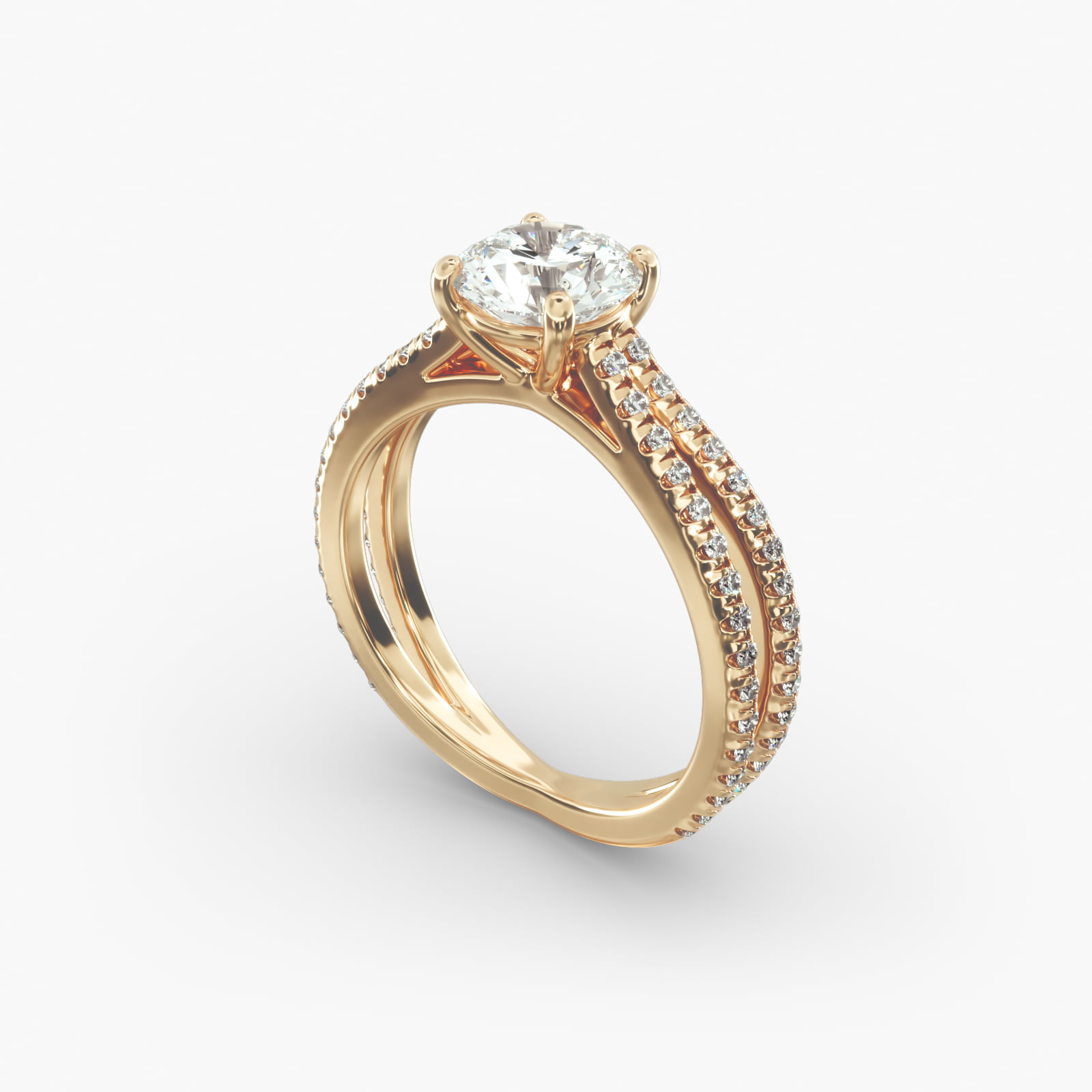 Cathedral Crossover Diamond Pavé Engagement Ring In 18K Yellow