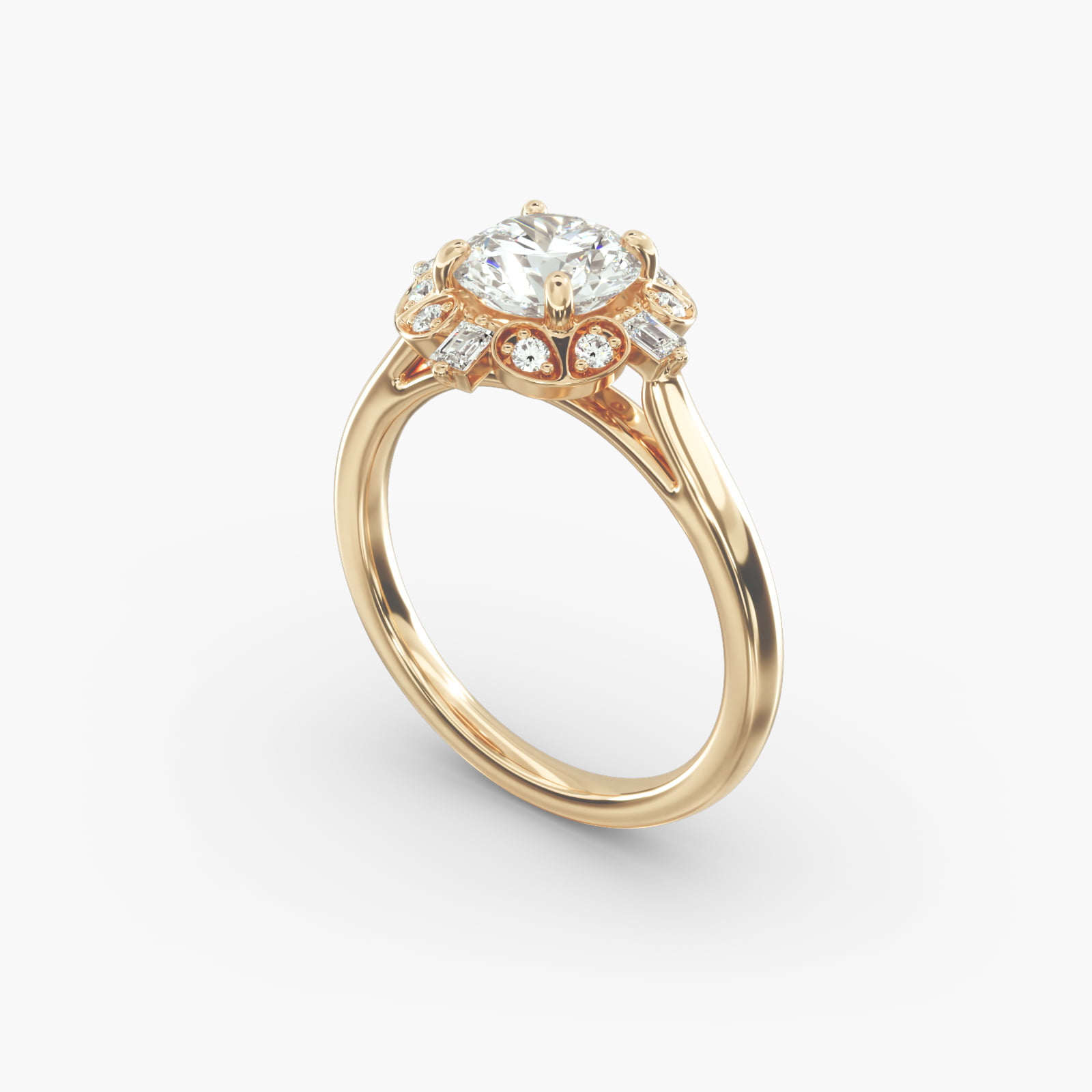 Whimsical Frame Vintage-Style Engagement Ring In 14K Yellow Gold-18101y14, image size:1600x1600