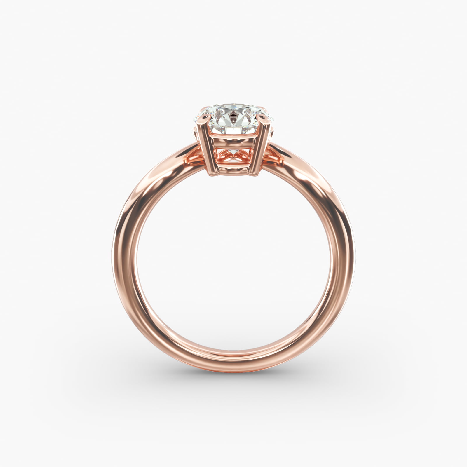 Three Stone Diamond Tiara Engagement Ring In 14K Rose Gold