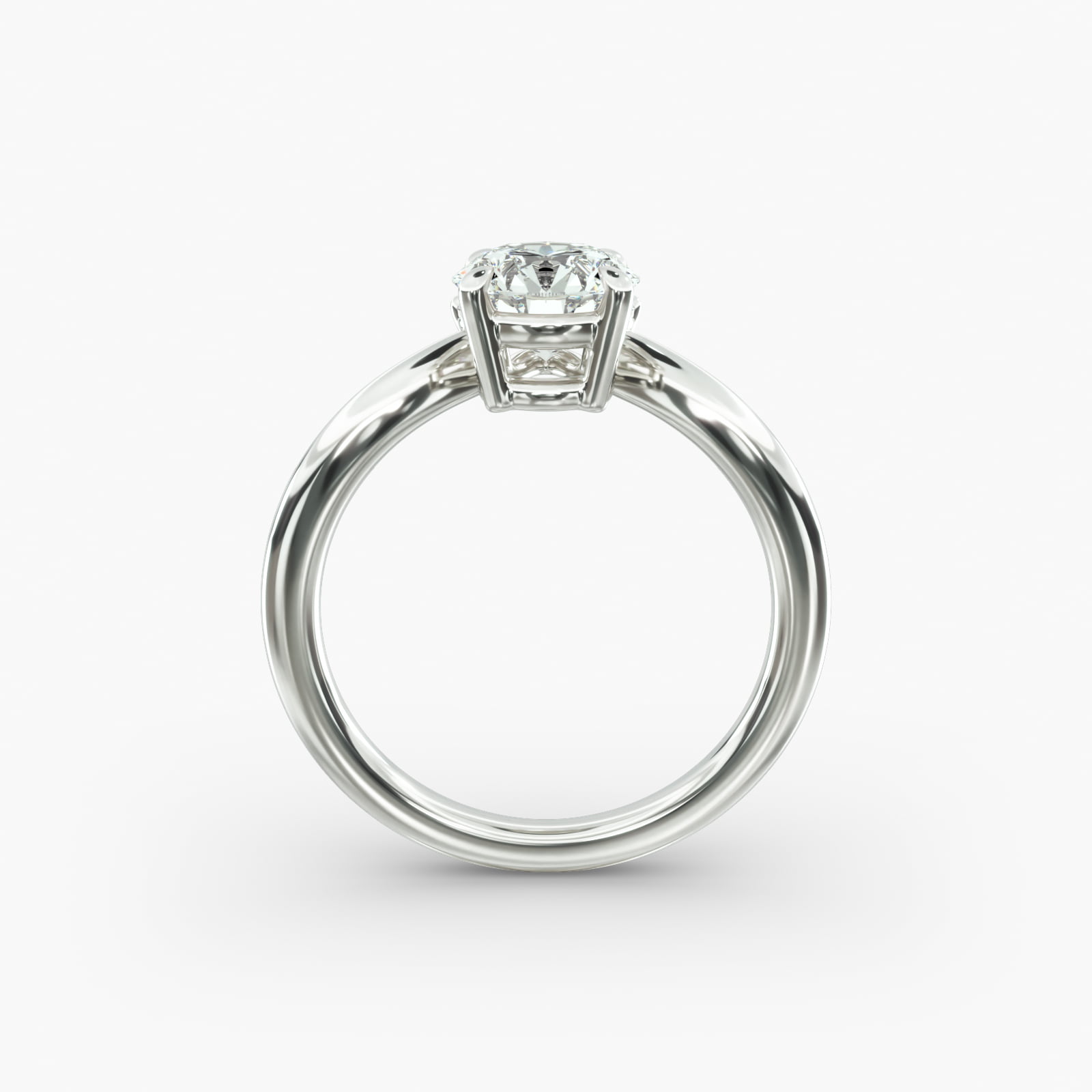 Three Stone Diamond Tiara Engagement Ring In 14K White Gold