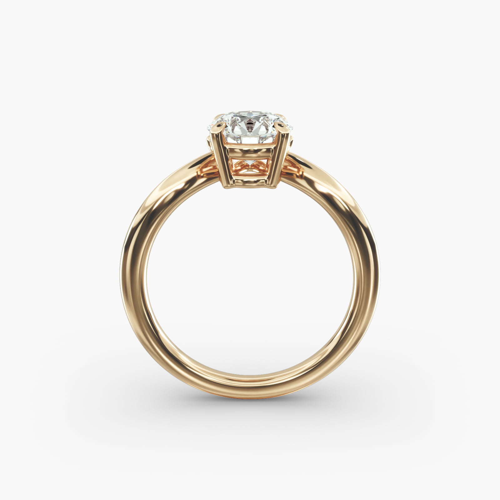 Three Stone Diamond Tiara Engagement Ring In 18K Yellow Gold