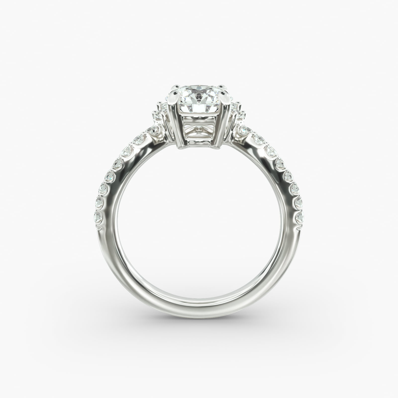 Sunrise Diamond Tiara Engagement Ring In Platinum