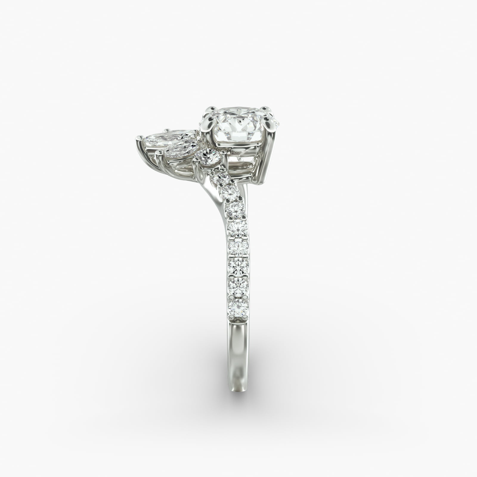 Sunrise Diamond Tiara Engagement Ring In Platinum