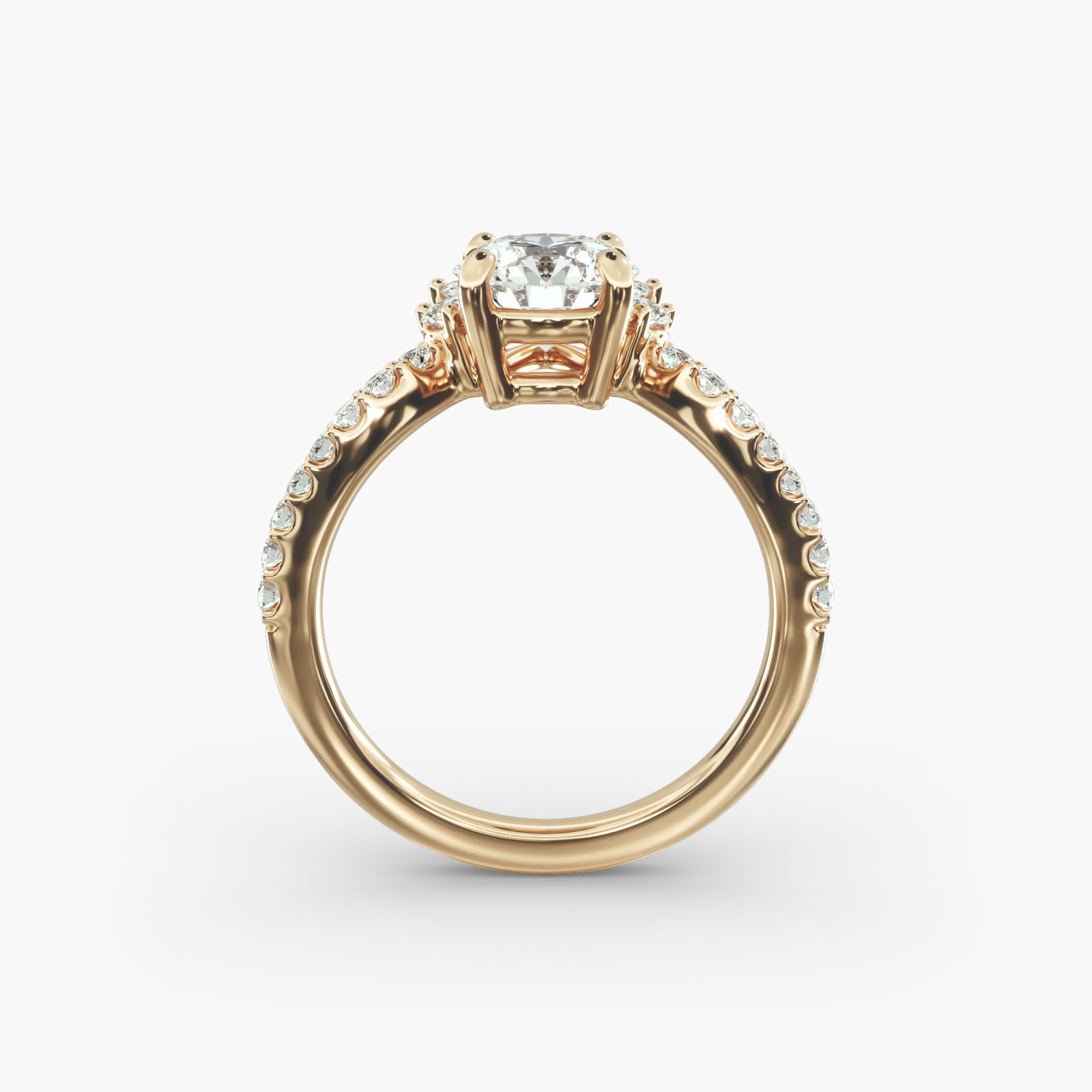 Sunrise Diamond Tiara Engagement Ring In 14K Yellow Gold