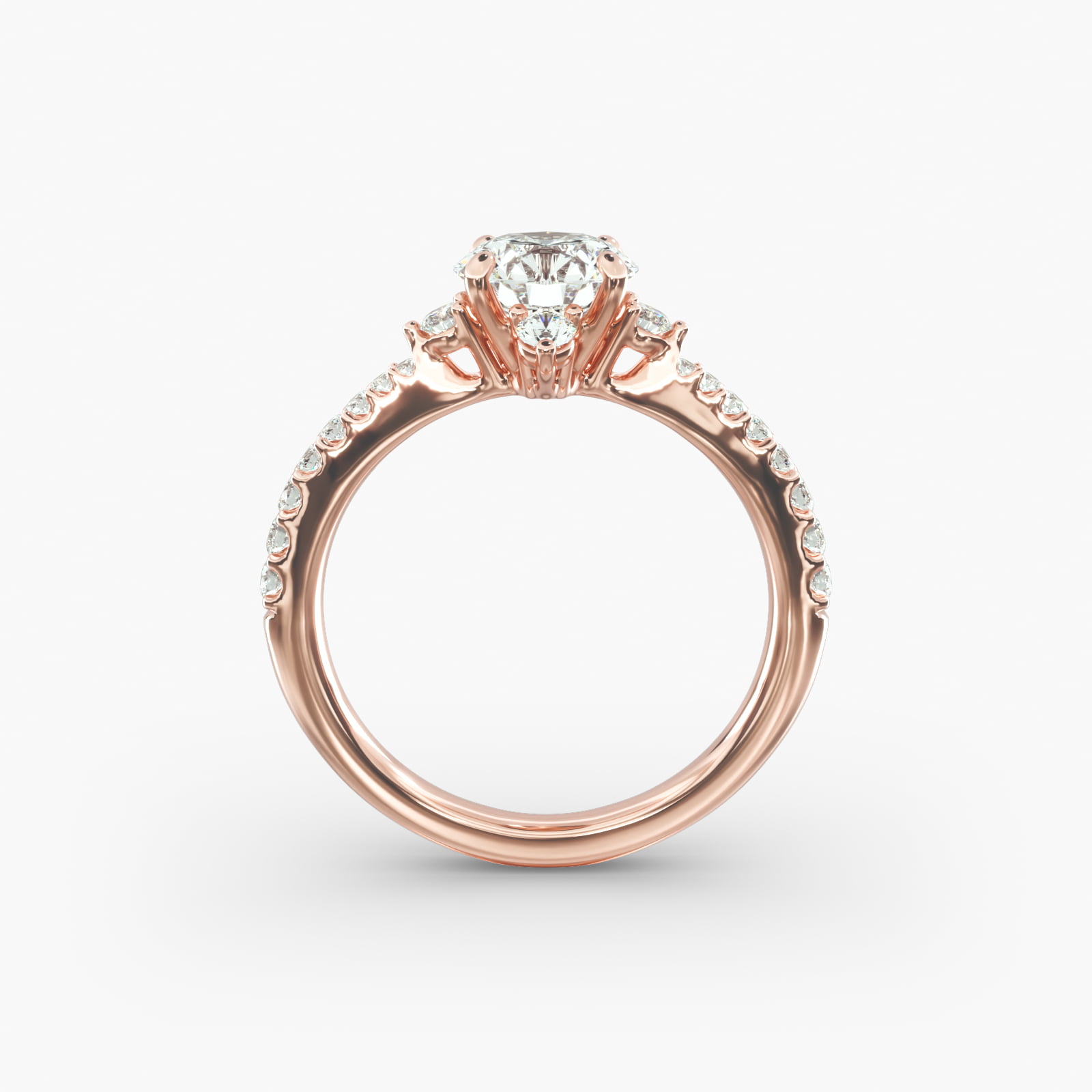 Compass Point Diamond  Accent Engagement Ring In 14K Rose Gold