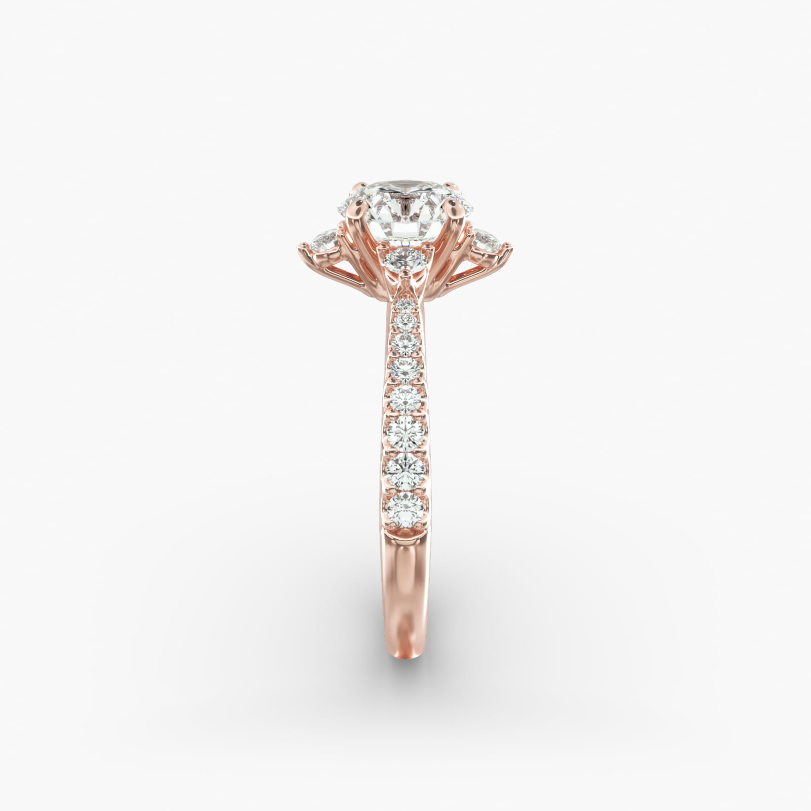 Compass Point Diamond  Accent Engagement Ring In 14K Rose Gold