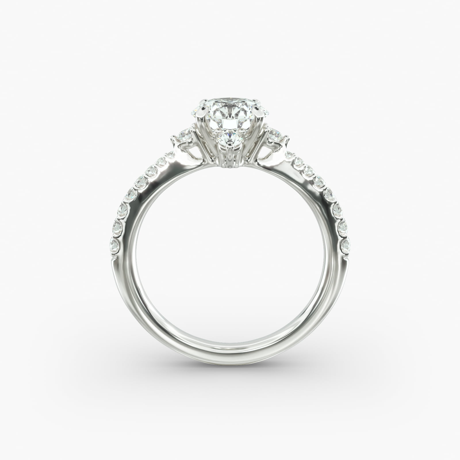Compass Point Diamond  Accent Engagement Ring In 14K White Gold
