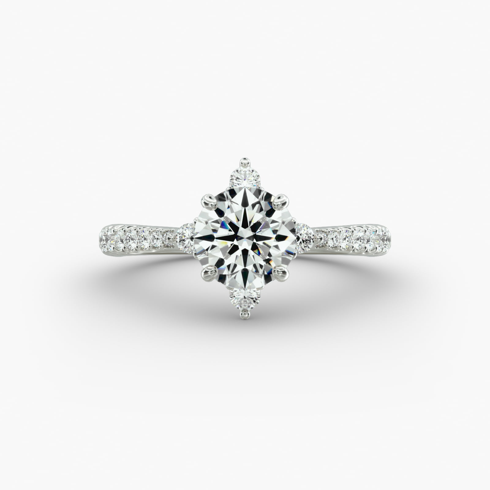 Compass Point Diamond  Accent Engagement Ring In 14K White Gold
