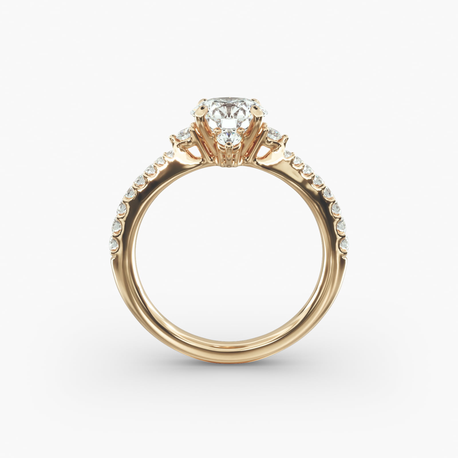 Compass Point Diamond  Accent Engagement Ring In 14K Yellow Gold