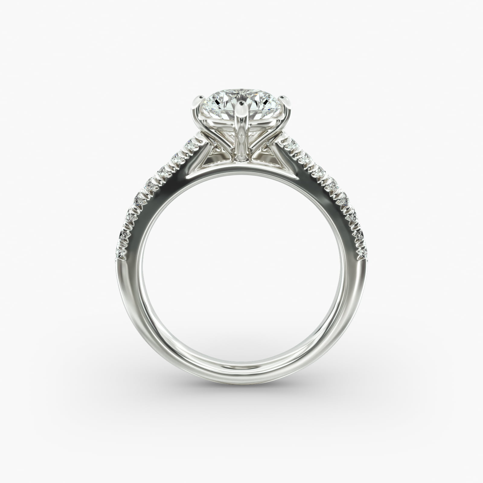 Double Row Majestic Diamond Tiara Side Stone Engagement Ring In Platinum