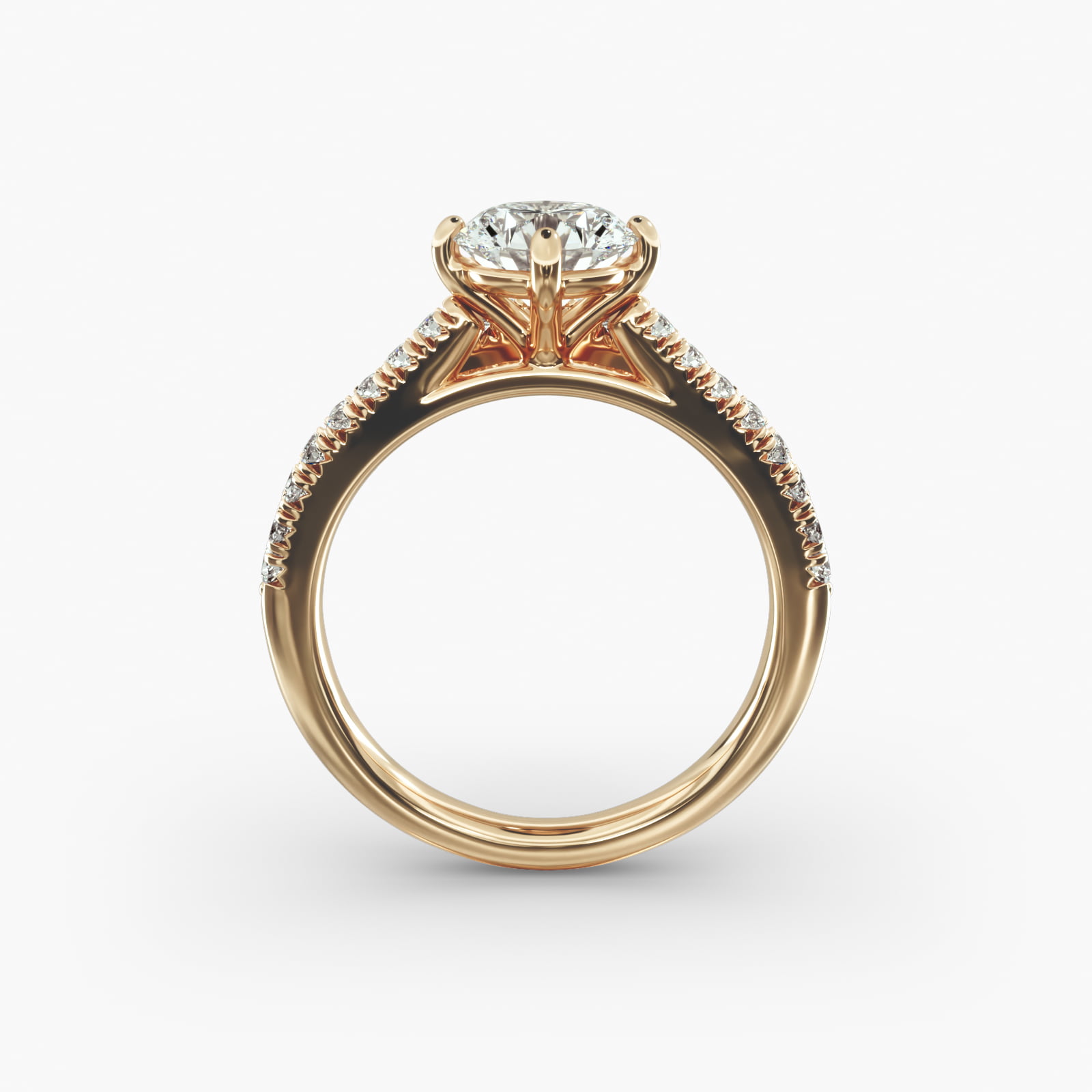 Double Row Majestic Diamond Tiara Side Stone Engagement Ring In 18K Yellow Gold