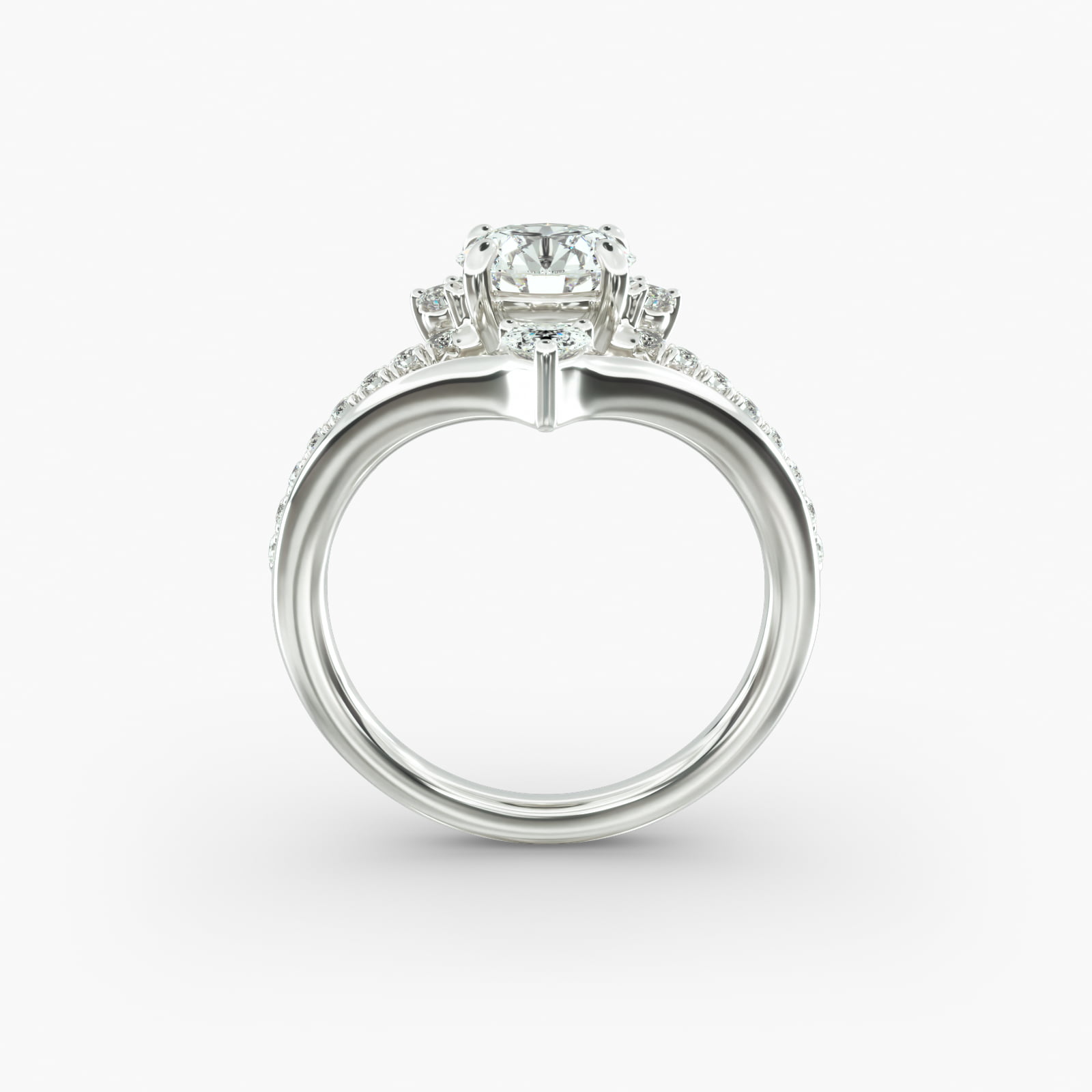 Peacock Diamond Tiara Engagement Ring In Platinum