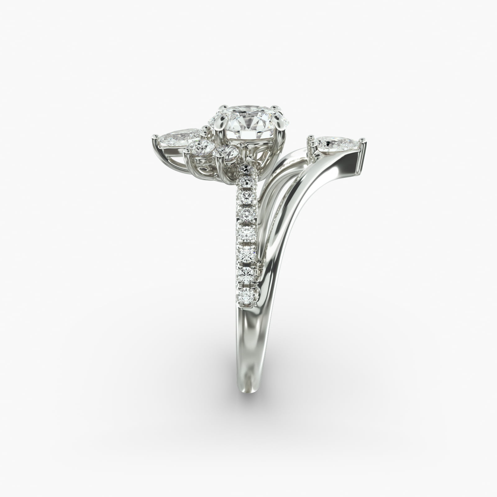 Peacock Diamond Tiara Engagement Ring In Platinum