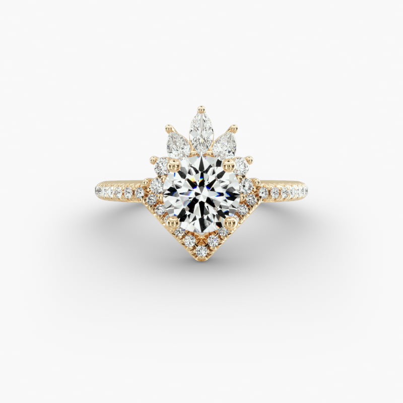 Sunburst Diamond Tiara Engagement Ring In 18K Yellow Gold