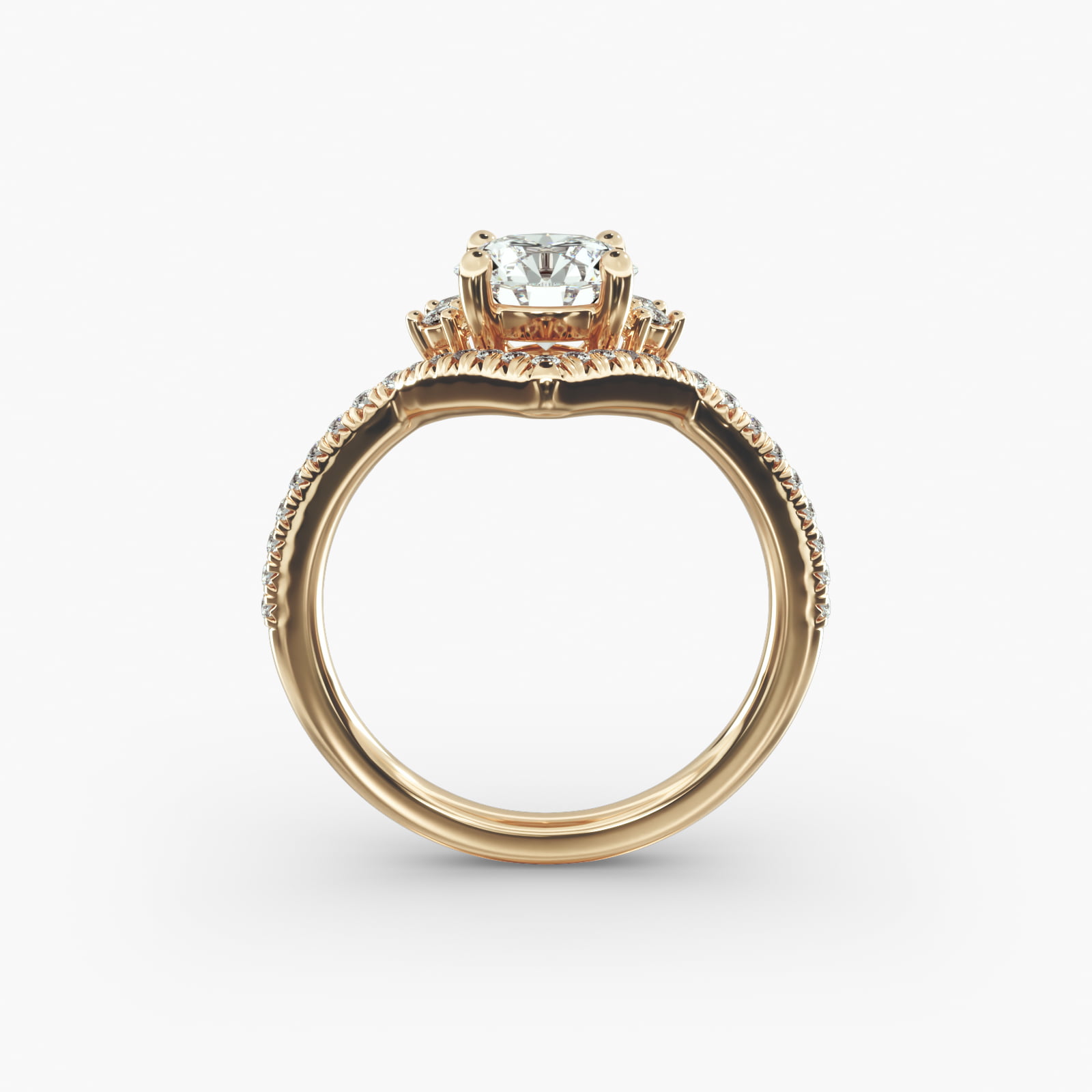 Sunburst Diamond Tiara Engagement Ring In 18K Yellow Gold
