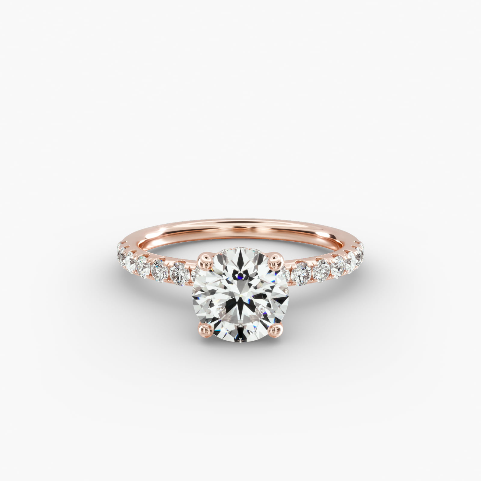 Crown Pavé Hidden Halo Engagement Ring