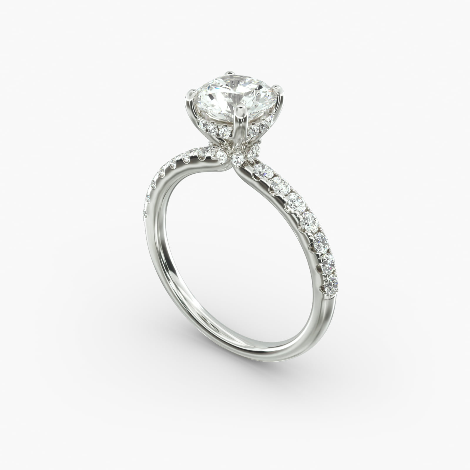 Crown Pavé Hidden Halo Diamond Engagement Ring In Platinum-18125p