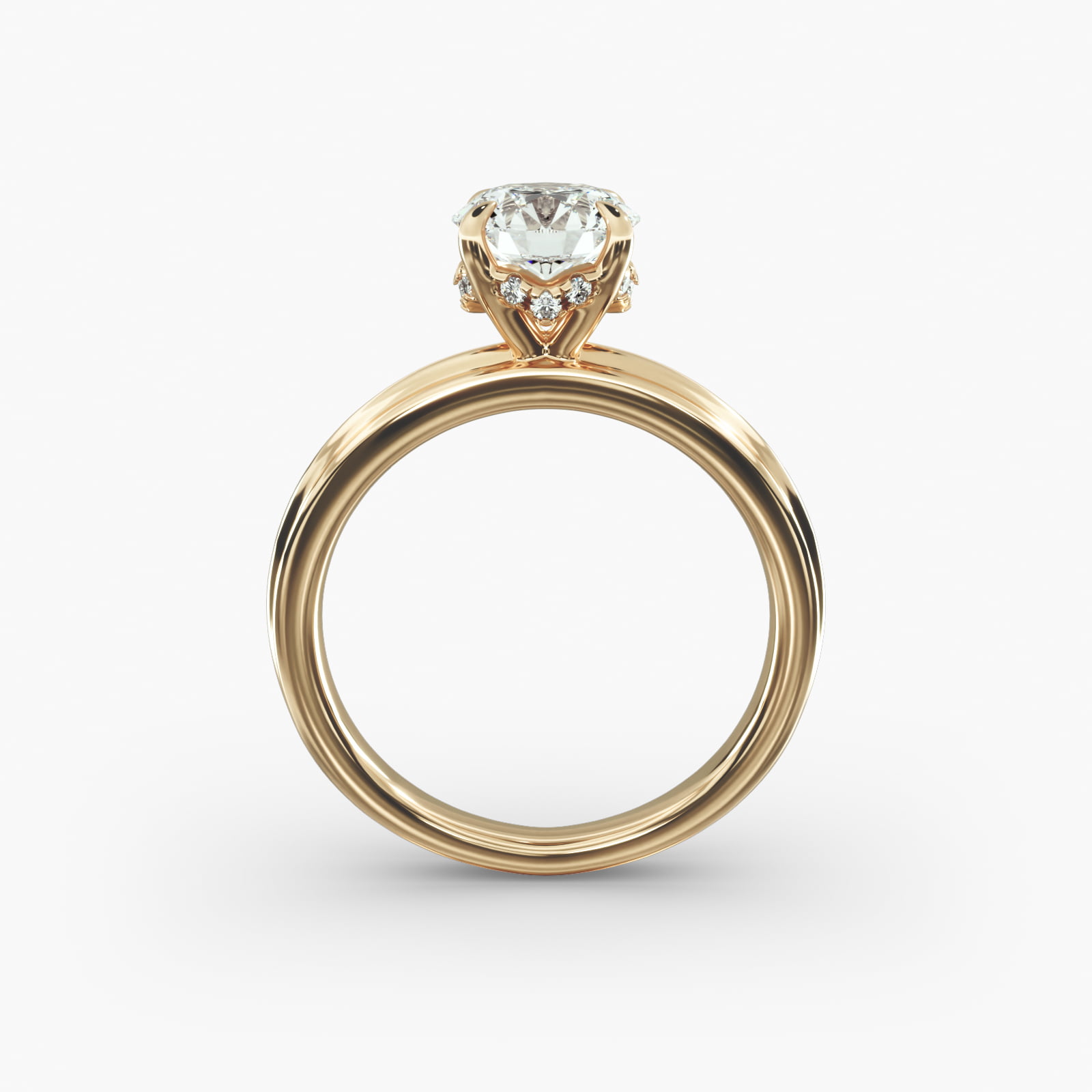 Sculpted Hidden Halo Solitaire Engagement Ring In 14K Yellow Gold
