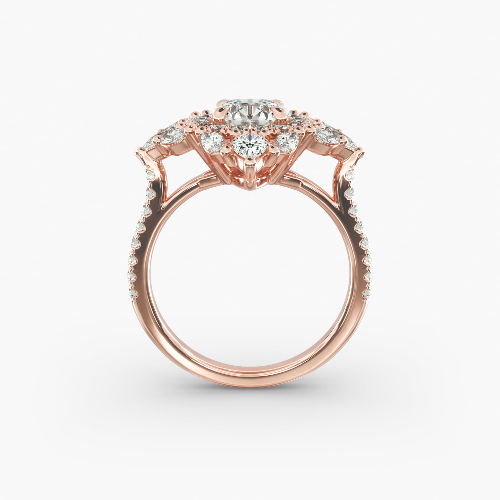 Empress Diamond Halo Engagement Ring In 14K Rose Gold