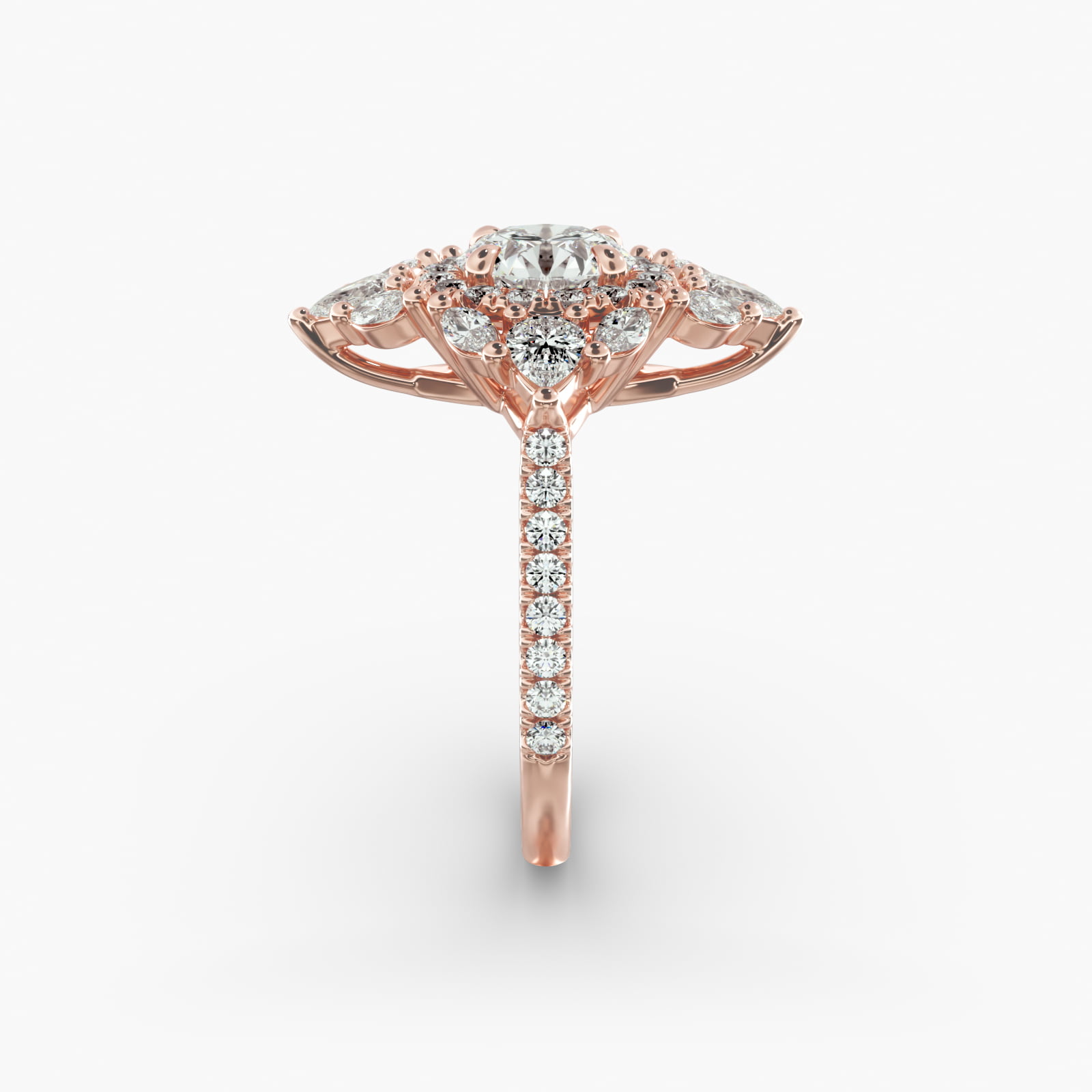 Empress Diamond Halo Engagement Ring In 14K Rose Gold