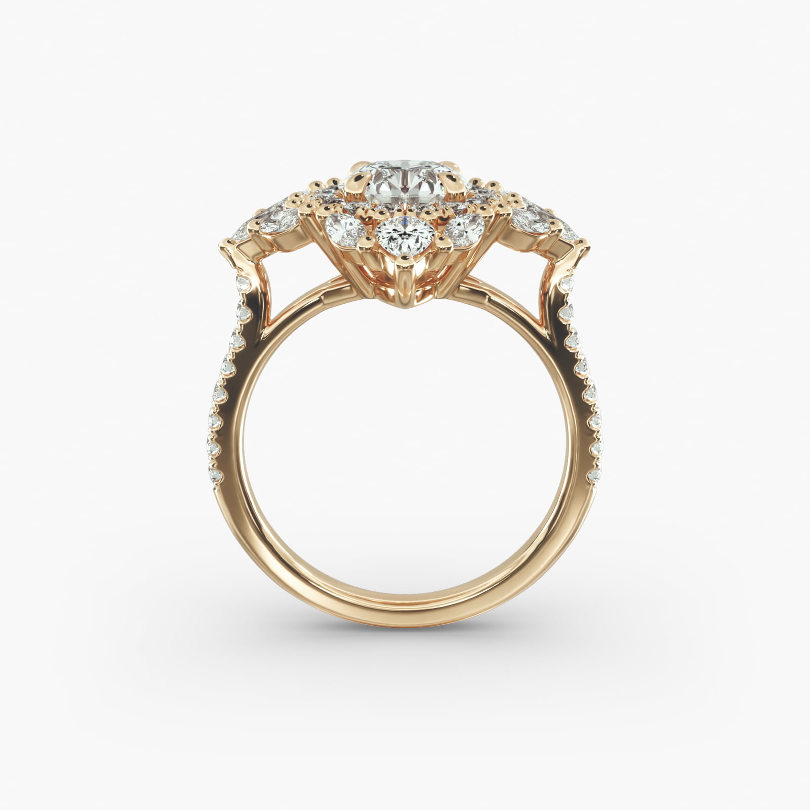 Empress Diamond Halo Engagement Ring In 18K Yellow Gold
