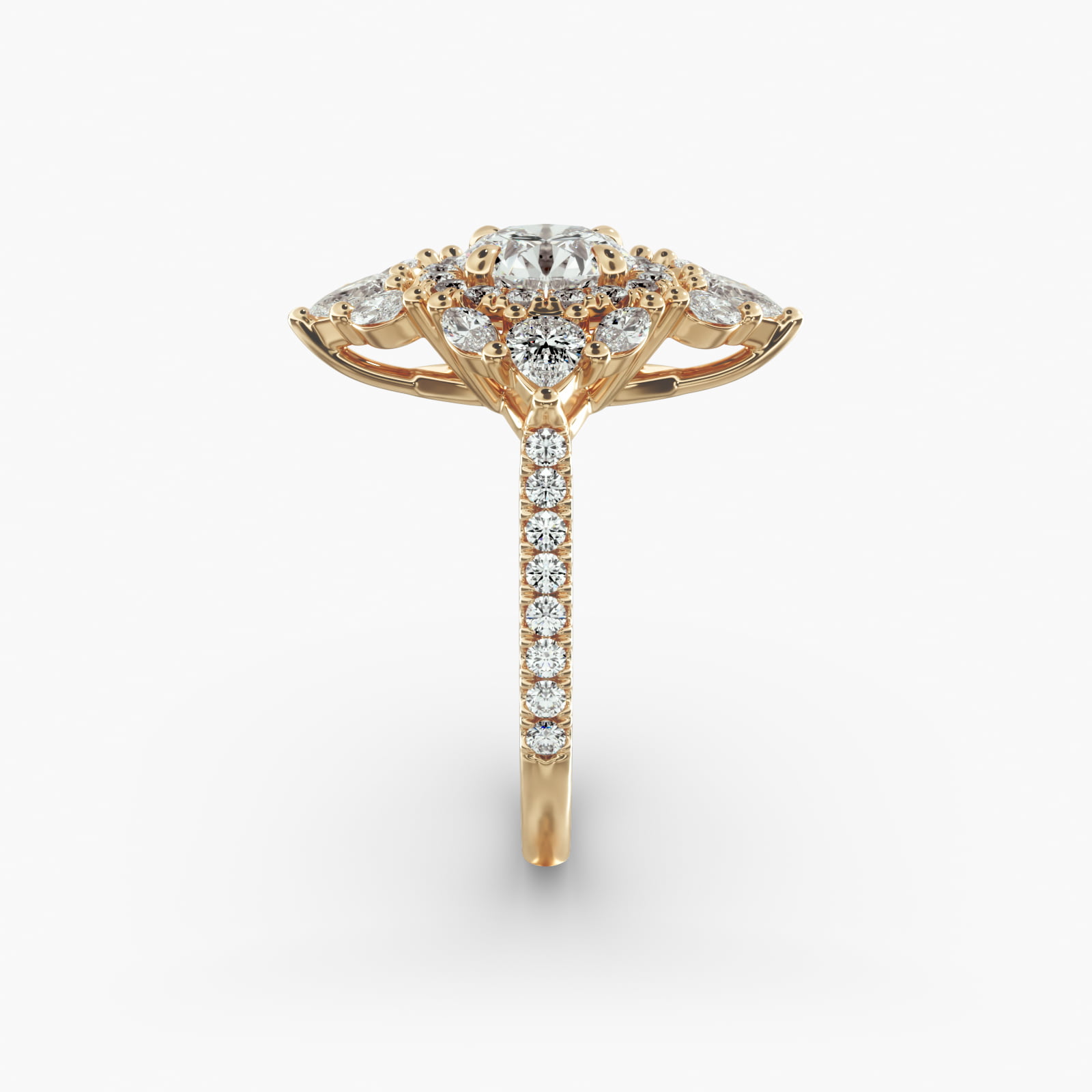 Empress Diamond Halo Engagement Ring In 18K Yellow Gold