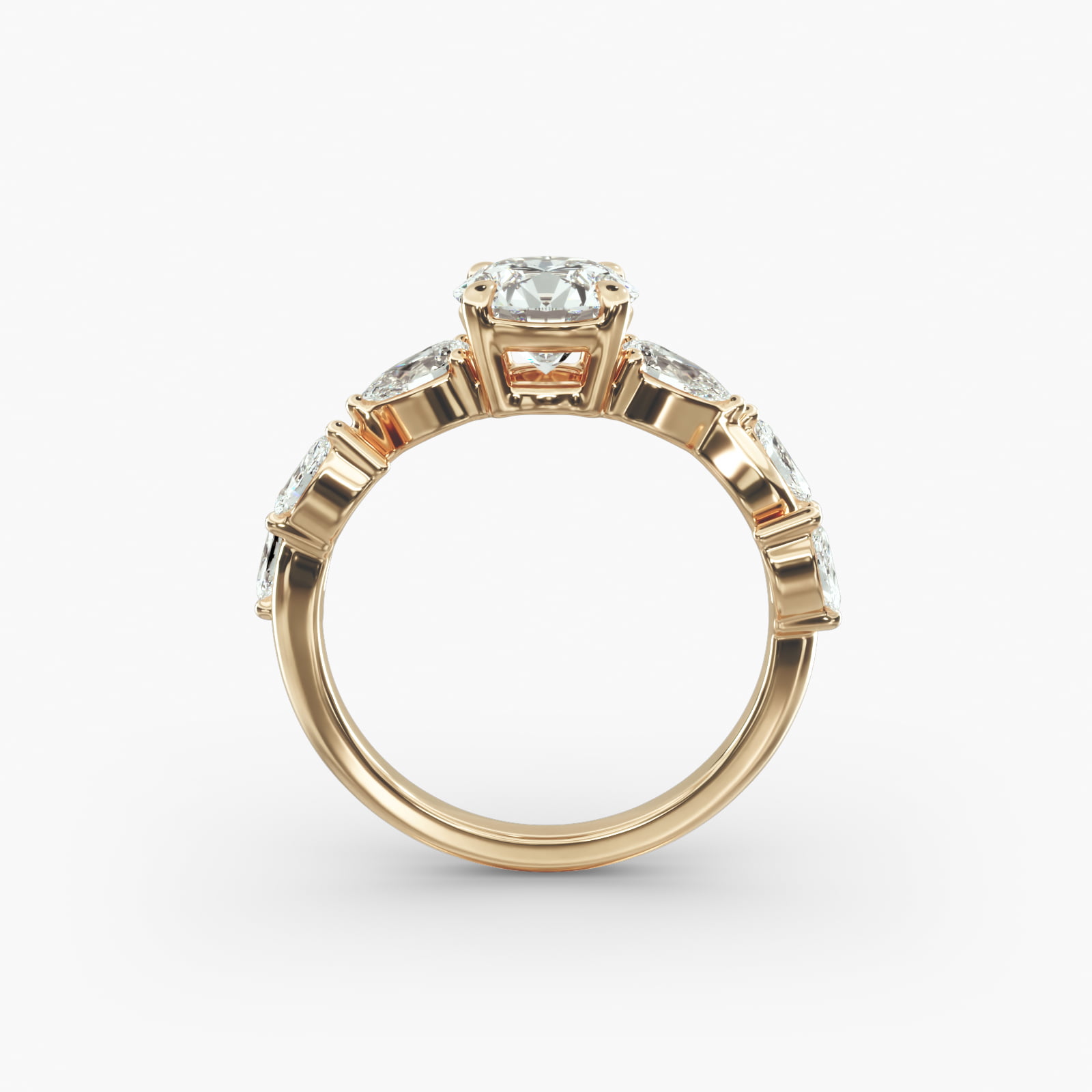 Diamond Vine Side Stone Engagement Ring In 14K Yellow Gold