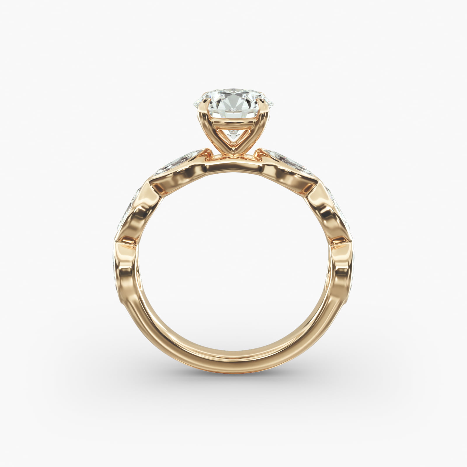 Bezel Set Marquise Cut Side Stone Diamond Engagement Ring In 14K Yellow Gold