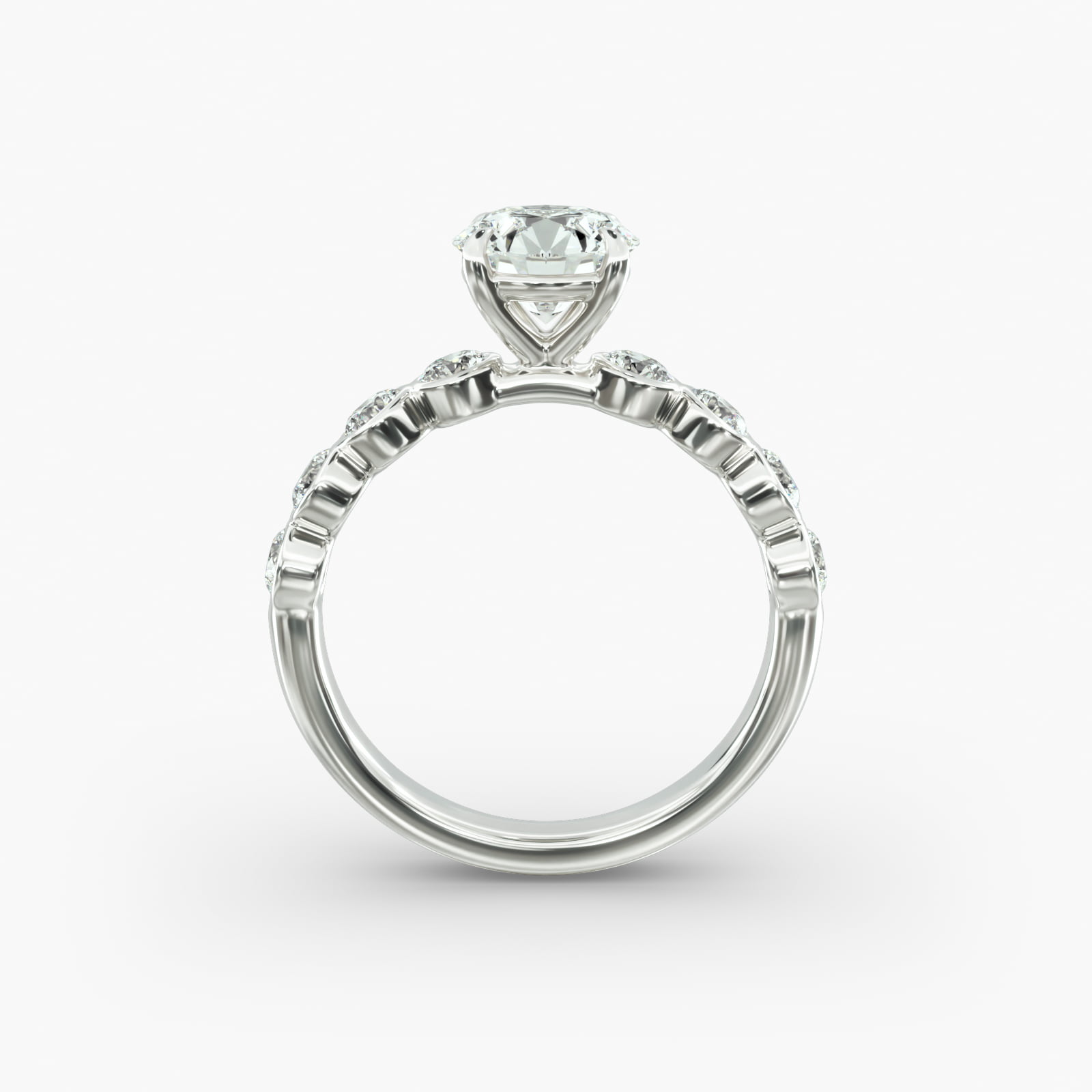 Bezel Set Round Side Stone Diamond Engagement Ring In Platinum