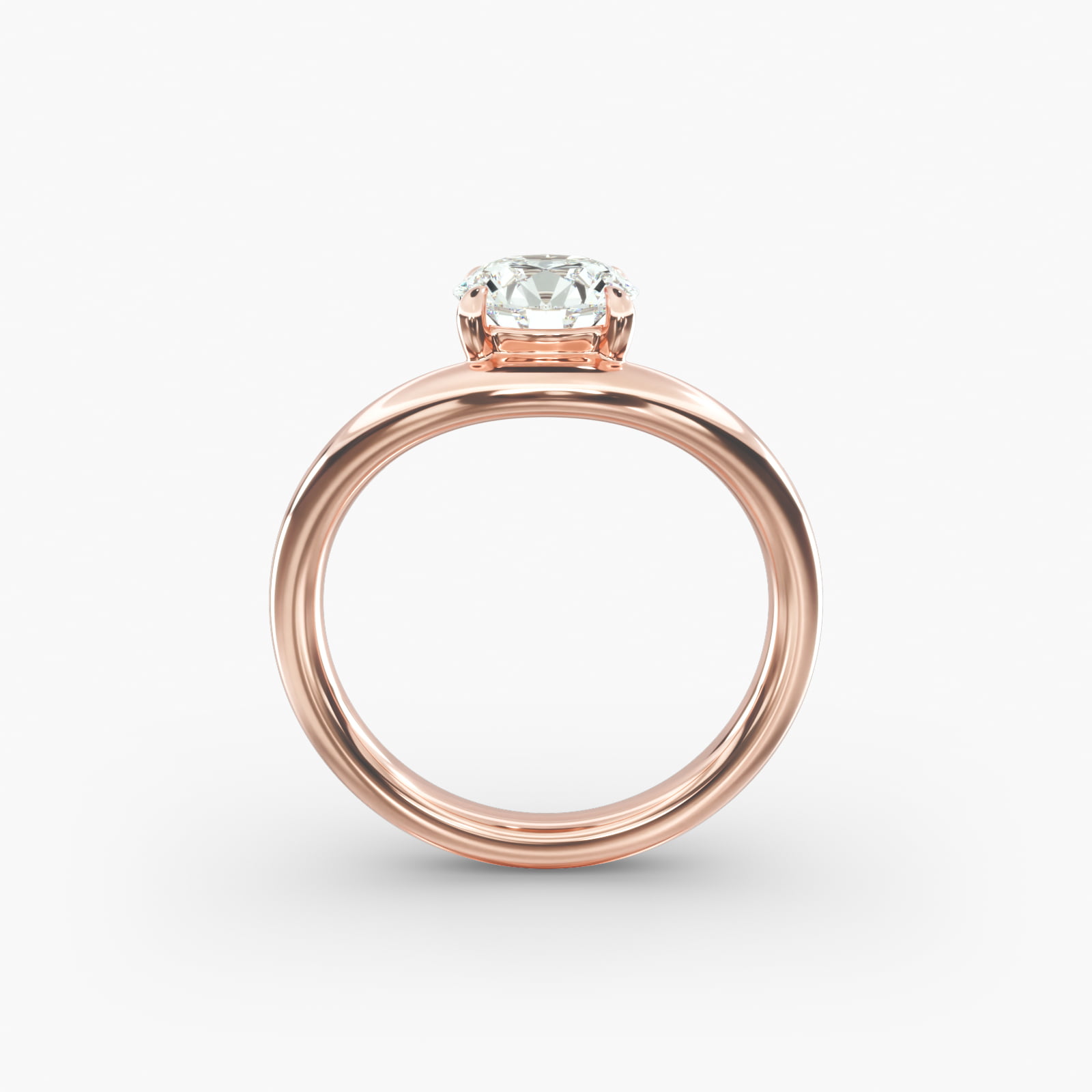 Sculptural Waves Diamond Solitaire Engagement Ring in 14K Rose Gold with Claw Prong Set  Diamond (2.6mm)