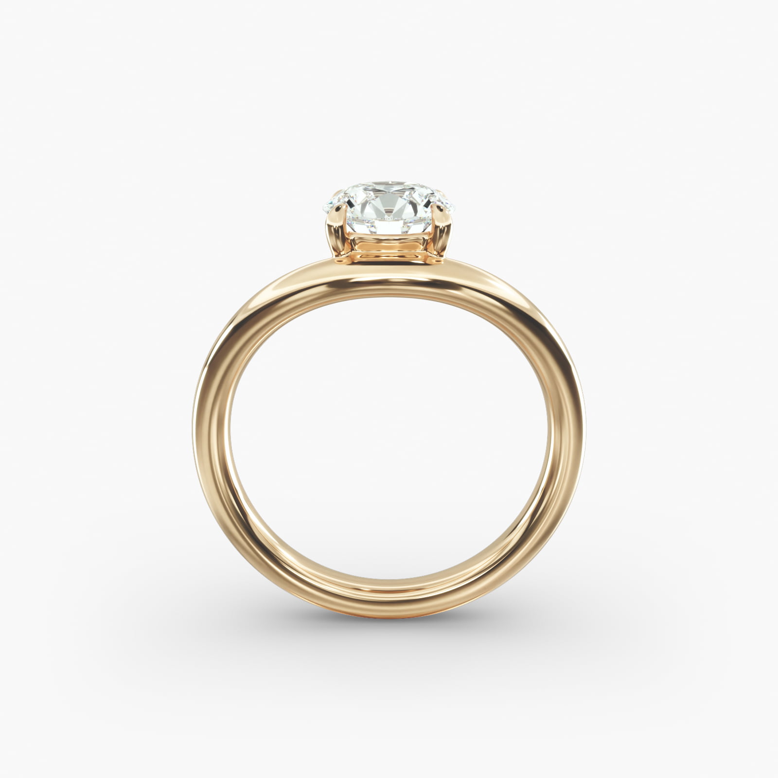 Sculptural Waves Diamond Solitaire Engagement Ring in 18K Yellow Gold with Claw Prong Set  Diamond (2.6mm)