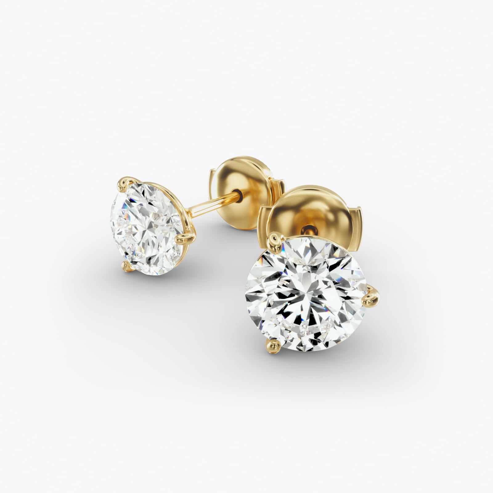 Three Prong Martini Style Custom Diamond Stud Earrings (Setting