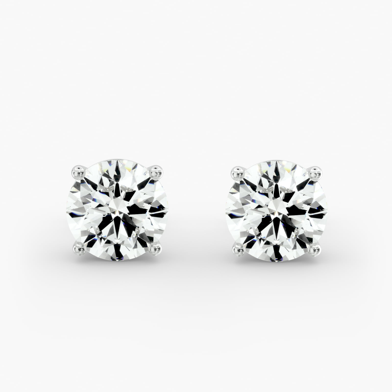 Four Prong Custom Diamond Stud Earrings (Setting Only) In 14K White Gold