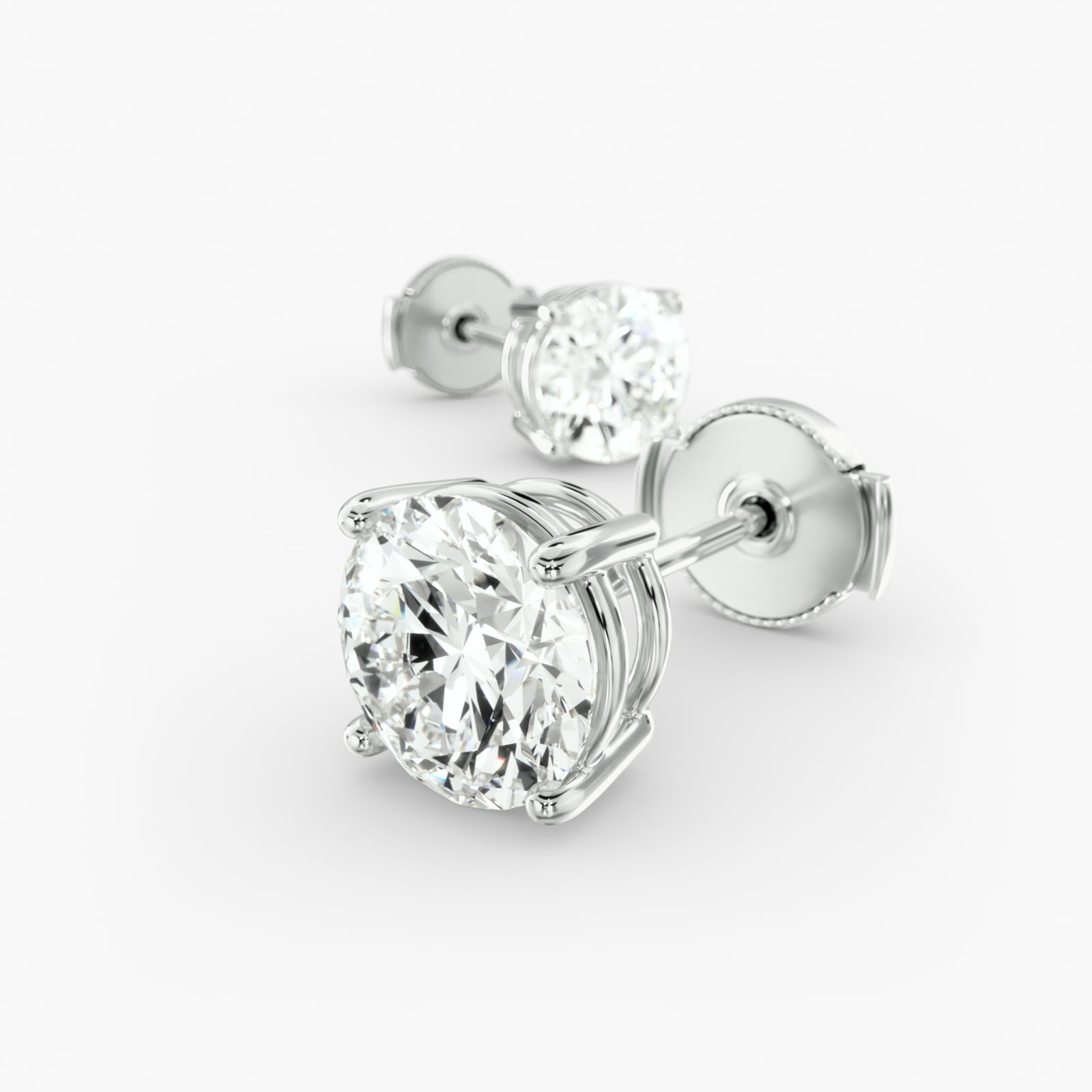 Four Prong Custom Diamond Stud Earrings (Setting Only) In 14K White Gold